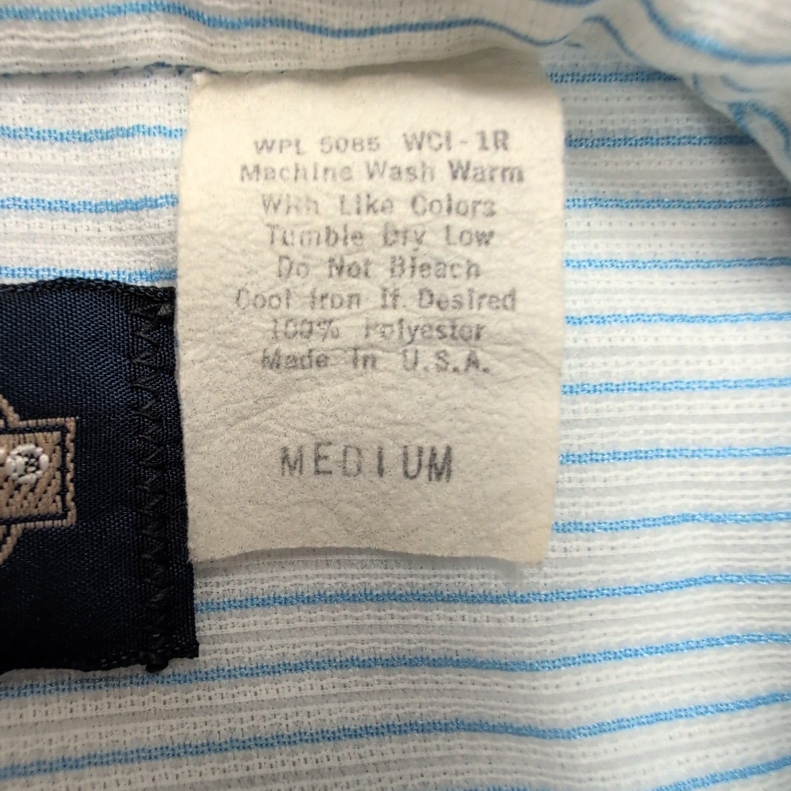 Chemise Towncraft Made in USA M Bleu Rayures Manches Courtes 2 Poches