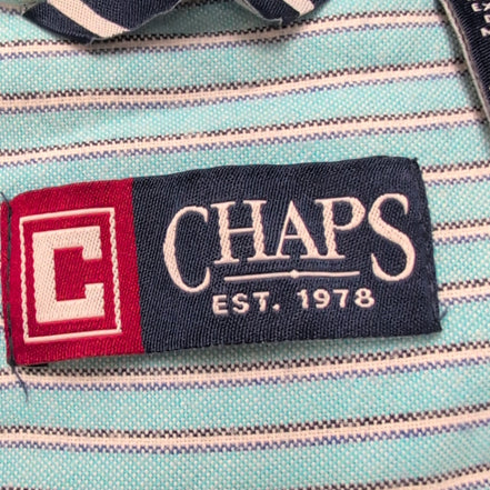 Chemise Chaps turquoise rayures blanches manches longues 1 poche XXLTG (3XL)