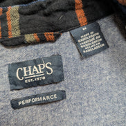CHAPS Flanelle Marine Marron M Logo Cuir EE VINTAGE 100% Coton | 315S