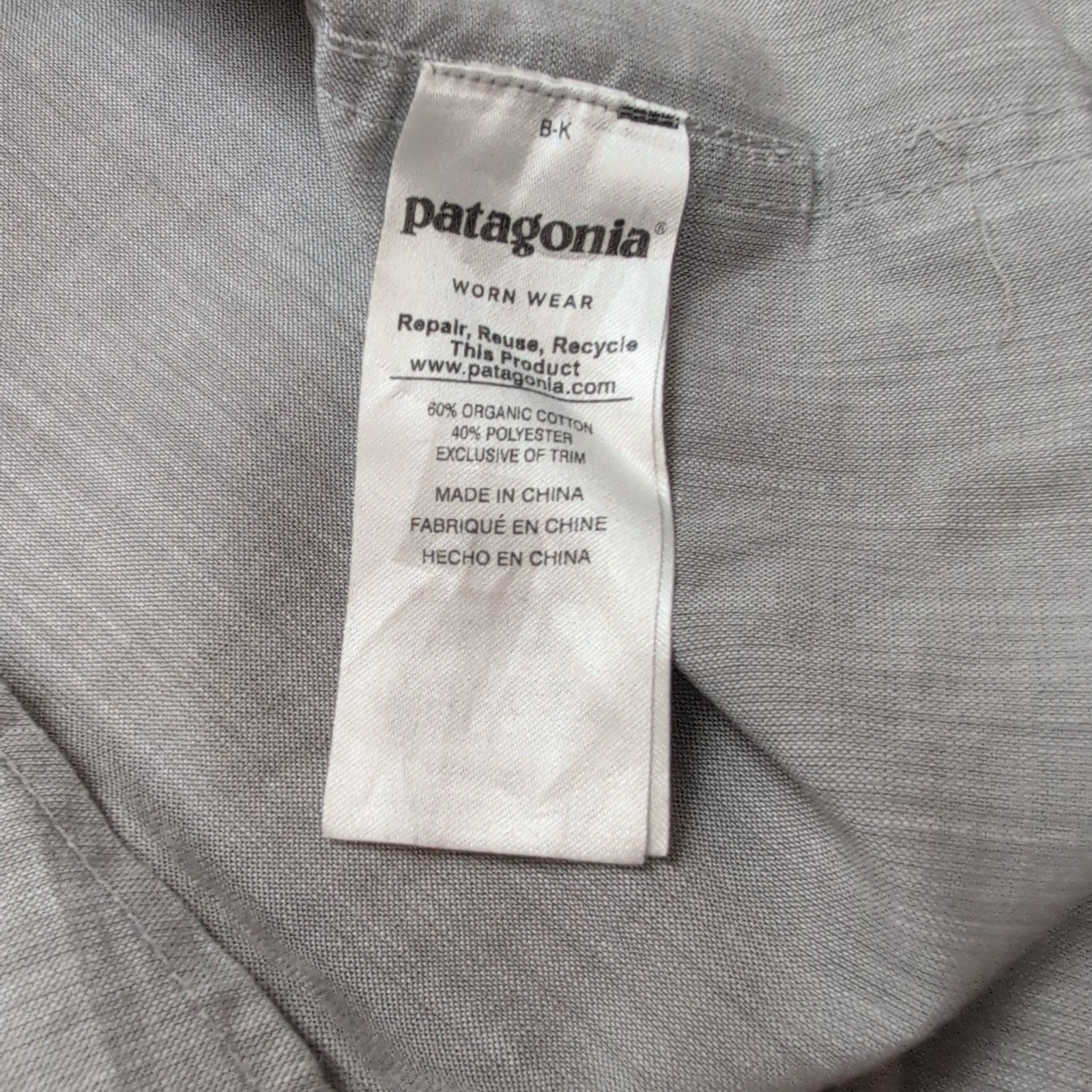 Chemise Patagonia grise manches courtes une poche taille L