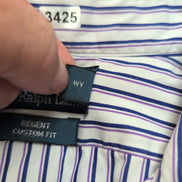 Chemise Polo Ralph Lauren L/XL Regent Custom Fit Rayures Logo Violet