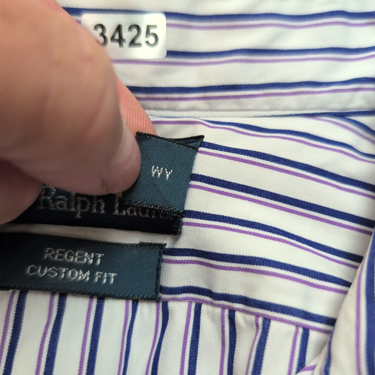 Chemise Polo Ralph Lauren L/XL Regent Custom Fit Rayures Logo Violet
