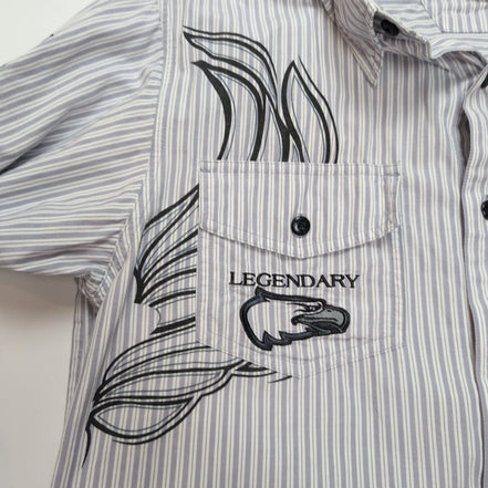 Chemise Harley Davidson M gris rayures aigle brodée Ride Hard biker rare