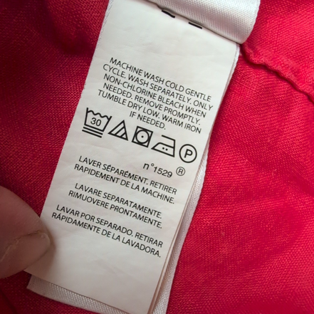 Chemise Ralph Lauren Classic Fit S Rouge 100% Lin QR Code Logo Bleu