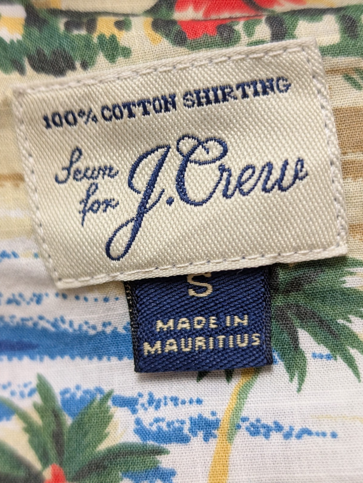 Chemise Hawaïenne J.Crew Coton Bleu Motif Plage & Palmiers - Taille S