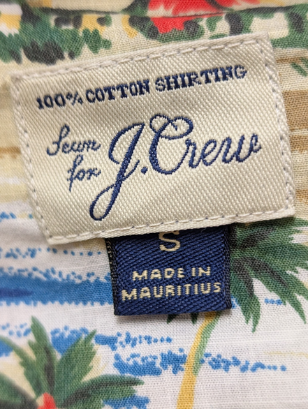 Chemise Hawaïenne J.Crew Coton Bleu Motif Plage & Palmiers - Taille S