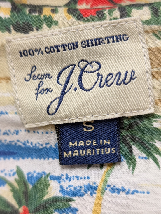 Chemise Hawaïenne J.Crew Coton Bleu Motif Plage & Palmiers - Taille S