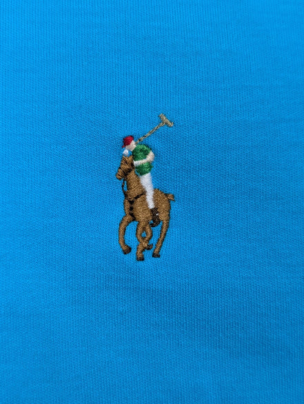 Polo manches courtes Polo Ralph Lauren XL bleu turquoise Pima logo multicolore