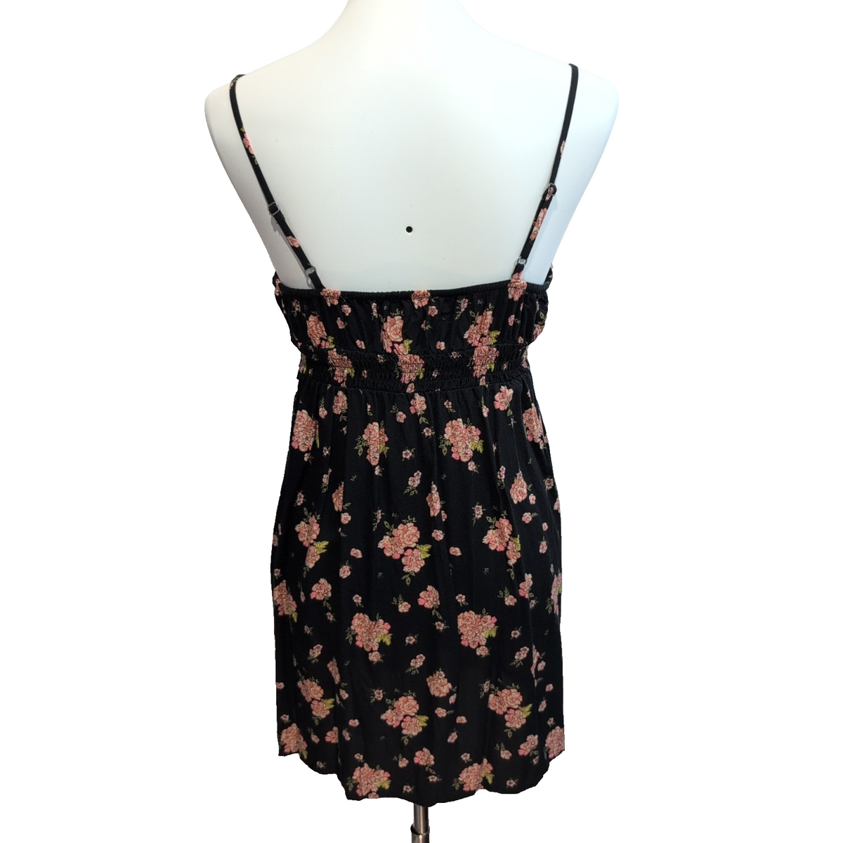 Robe d'été Femme XS Noire Fleurie Rayonne Bretelles Réglables Bohème