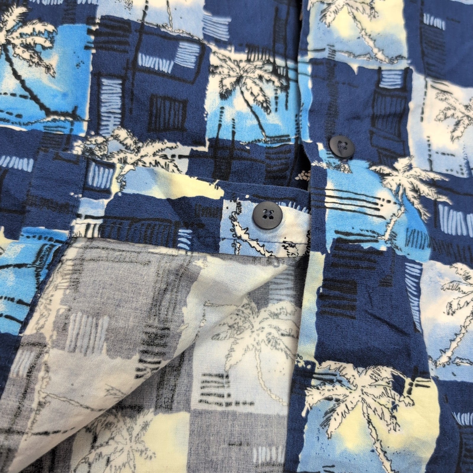 Chemise hawaïenne Newport Blue XL bleu palmiers 100% coton manches courtes