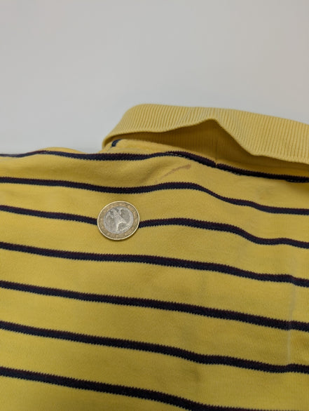 Polo manches courtes Polo Ralph Lauren M jaune rayures marine logo rouge coton
