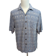 Chemise hawaïenne Bermuda Bay M bleue ananas palmiers 100% soie