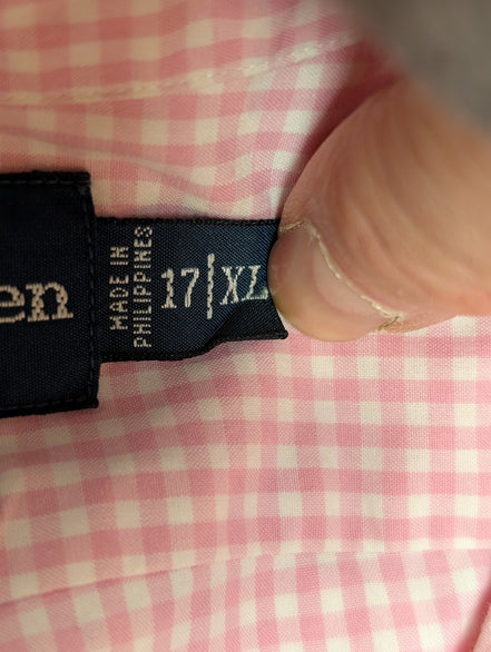 Chemise Polo Ralph Lauren Shirt XL XXL Classic Fit Carreaux Rose Button Down Cot