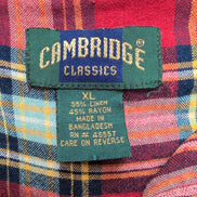 Chemise Cambridge Classics Lin Rayonne Rouge Carreaux Manches Longues Taille XL