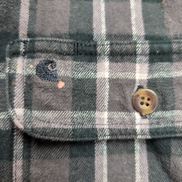 Chemise Carhartt M Flanelle Verte Grise Carreaux 100% Coton 2 Poches