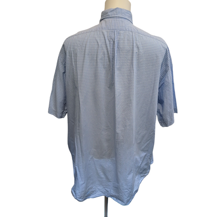 Chemise Ralph Lauren Blake XXL Bleu Ciel Carreaux Button Down Manches courtes