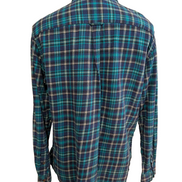 CHAPS Flanelle Vert Bleu L Logo Brodé VINTAGE 100% Coton | 309S