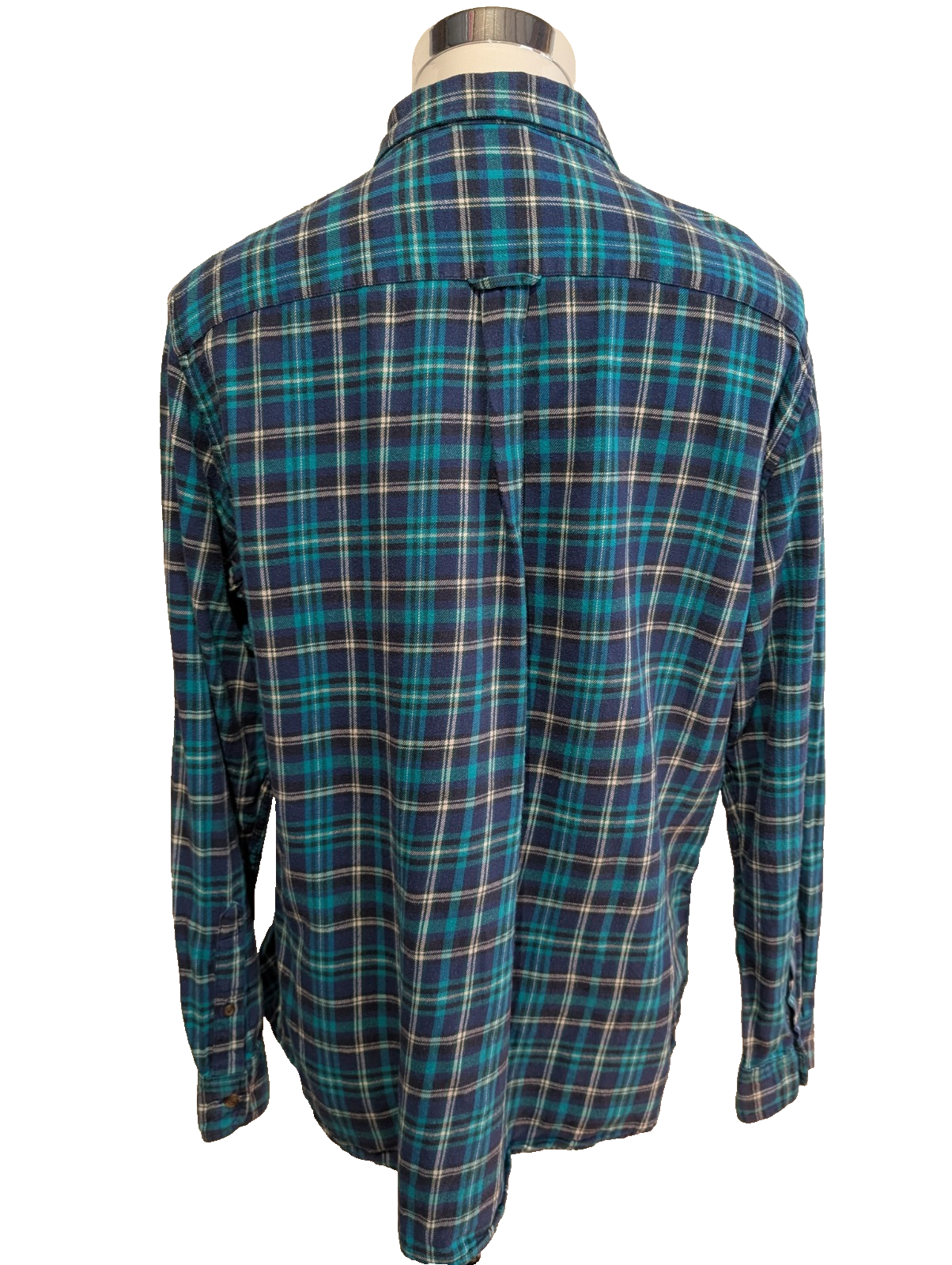 CHAPS Flanelle Vert Bleu L Logo Brodé VINTAGE 100% Coton | 309S