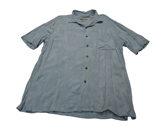 Chemise hawaïenne  turquoise Batik Bay manches courtes taille L #674 hawaien