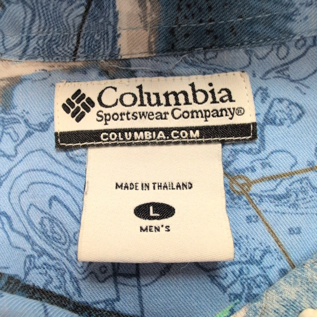 Chemise Hawaïenne Manches Courtes Columbia Poissons Bleu Viscose Coton L