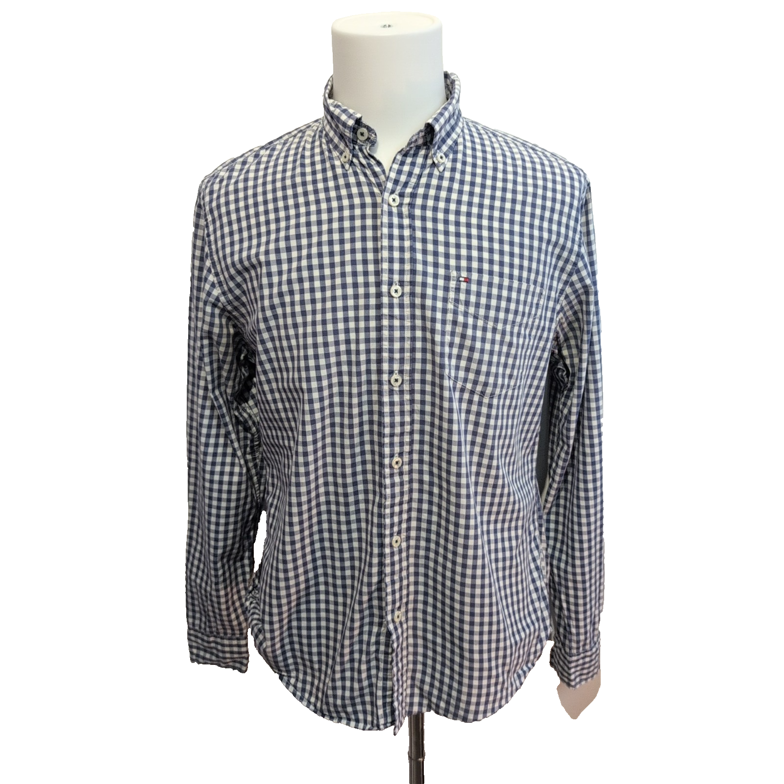 Chemise Tommy Hilfiger à Petits Carreaux Bleu et Blanc - Taille M