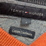 Pull Tommy Hilfiger Orange Foncé Coton & Cachemire Col V - Taille S