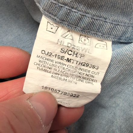 Chemise Wrangler stretch bleu effet jean 2 poches taille S manches longues #211e