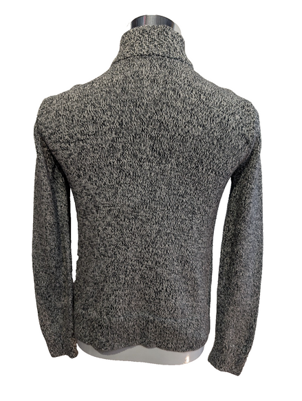 Pull CHAPS XS 100% coton gris noir chiné col zippé logo brodé
