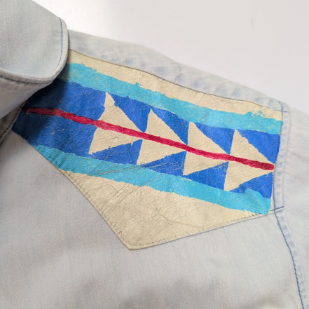 Chemise Levis Western L Jean Denim Bleu Motif Navajo Vintage Manches Courtes