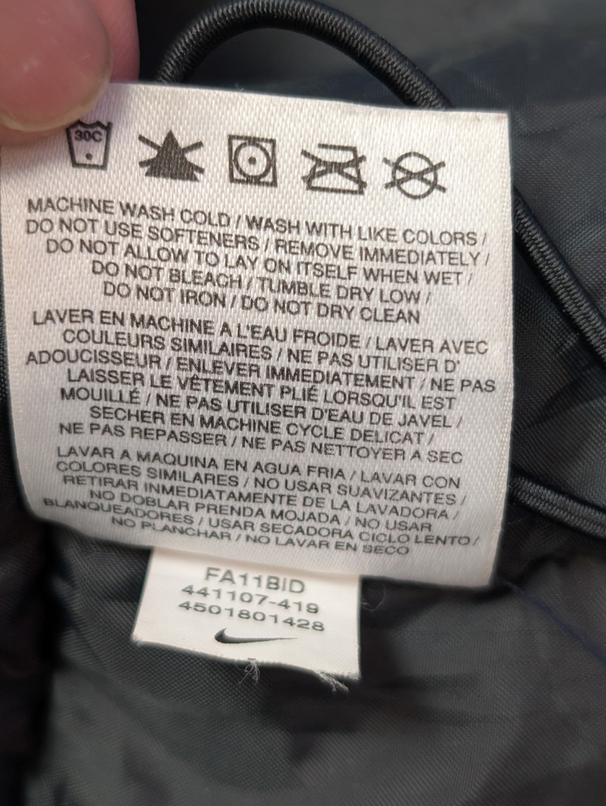Manteau Nike Virginia Matelassé Bleu Marine Homme Taille L Veste Sportswear 🧥