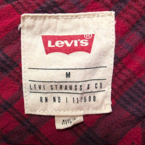 Chemise LEVI'S Homme M Rouge et Noire à Carreaux Manches Courtes Poche