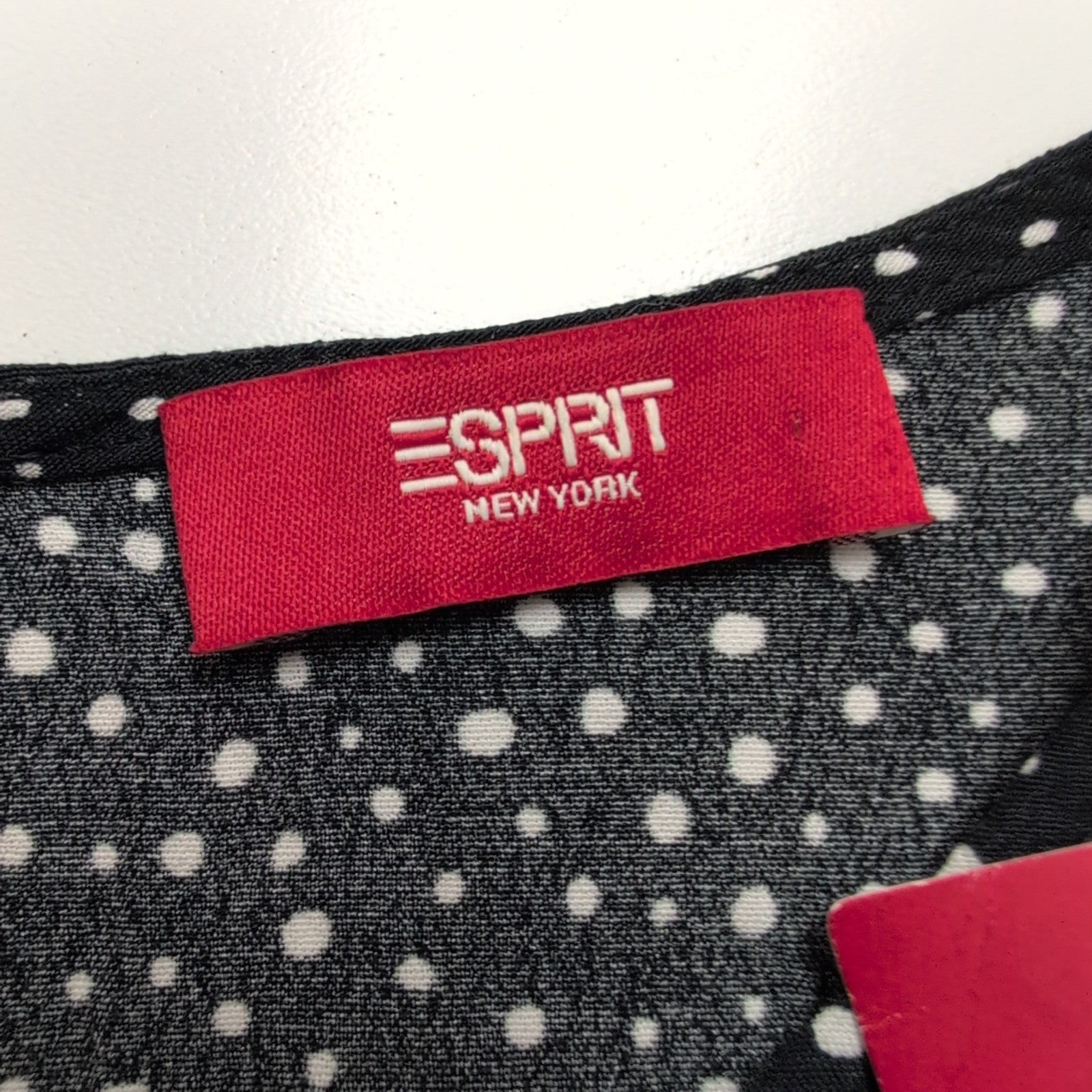 Haut Esprit Femme M Noir Pois Blancs Manches 3/4 Viscose Neuf Étiquette