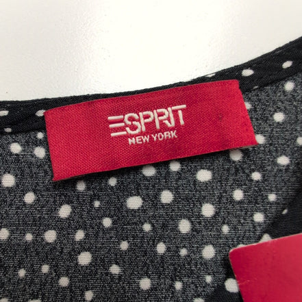 Haut Esprit Femme M Noir Pois Blancs Manches 3/4 Viscose Neuf Étiquette