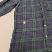Chemise L.L.Bean T.L Vtg Laine/Coton Flanelle Épaisse Carreaux Bleu Vert