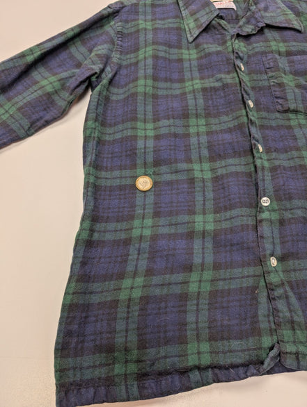 Chemise L.L.Bean T.L Vtg Laine/Coton Flanelle Épaisse Carreaux Bleu Vert