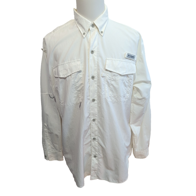 Chemise COLUMBIA PFG Homme XL/XXL Blanche Technique Manches Longues Poches