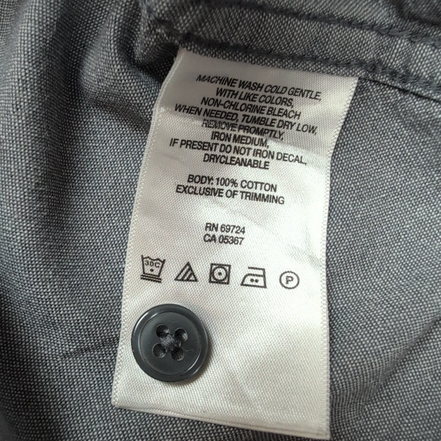 Chemise Columbia L Gris Uni 100% Coton Poche Stylo Minimaliste manches longues