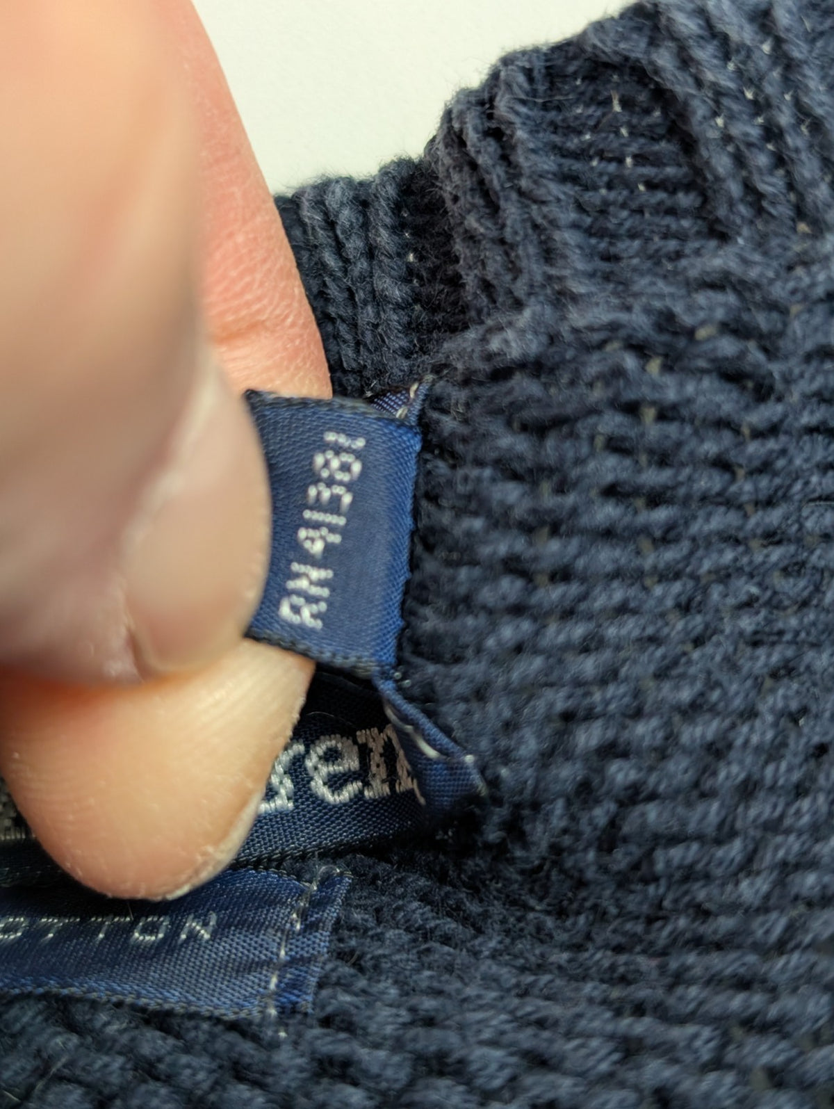 Pull Polo Ralph Lauren XL bleu marine col rond coton logo rouge brodé