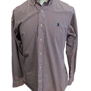 Chemise Polo Ralph Lauren Shirt M Custom Fit Vichy Bleu Rouge Blanc Button Down