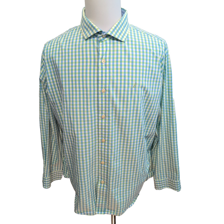 Chemise Nautica Active Fit XXL Carreaux Bleu Vert Coton manches longues
