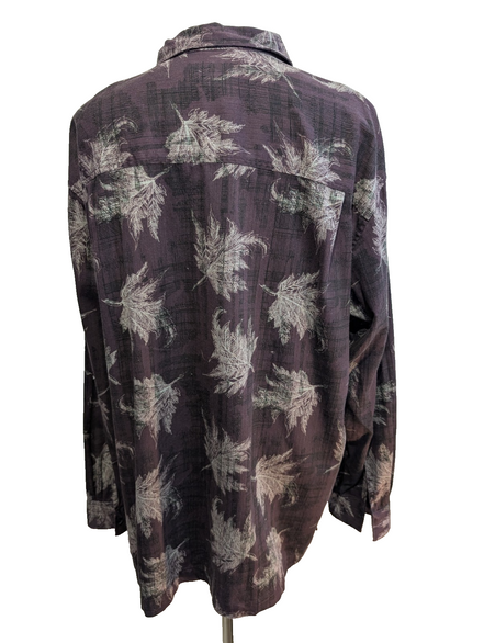 👕 Chemise CHAPS Ralph Lauren XXL (2XL) Vintage 100% Coton Violet Motif Palmiers
