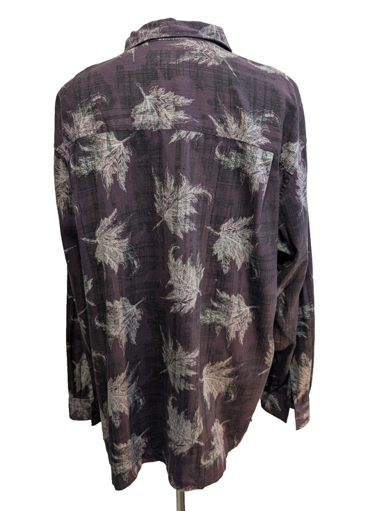 👕 Chemise CHAPS Ralph Lauren XXL (2XL) Vintage 100% Coton Violet Motif Palmiers