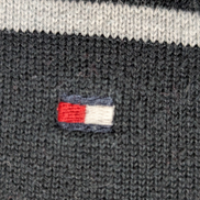 Pull Tommy Hilfiger Homme Col V Noir Rayé Gris Logo Brodé - Taille M