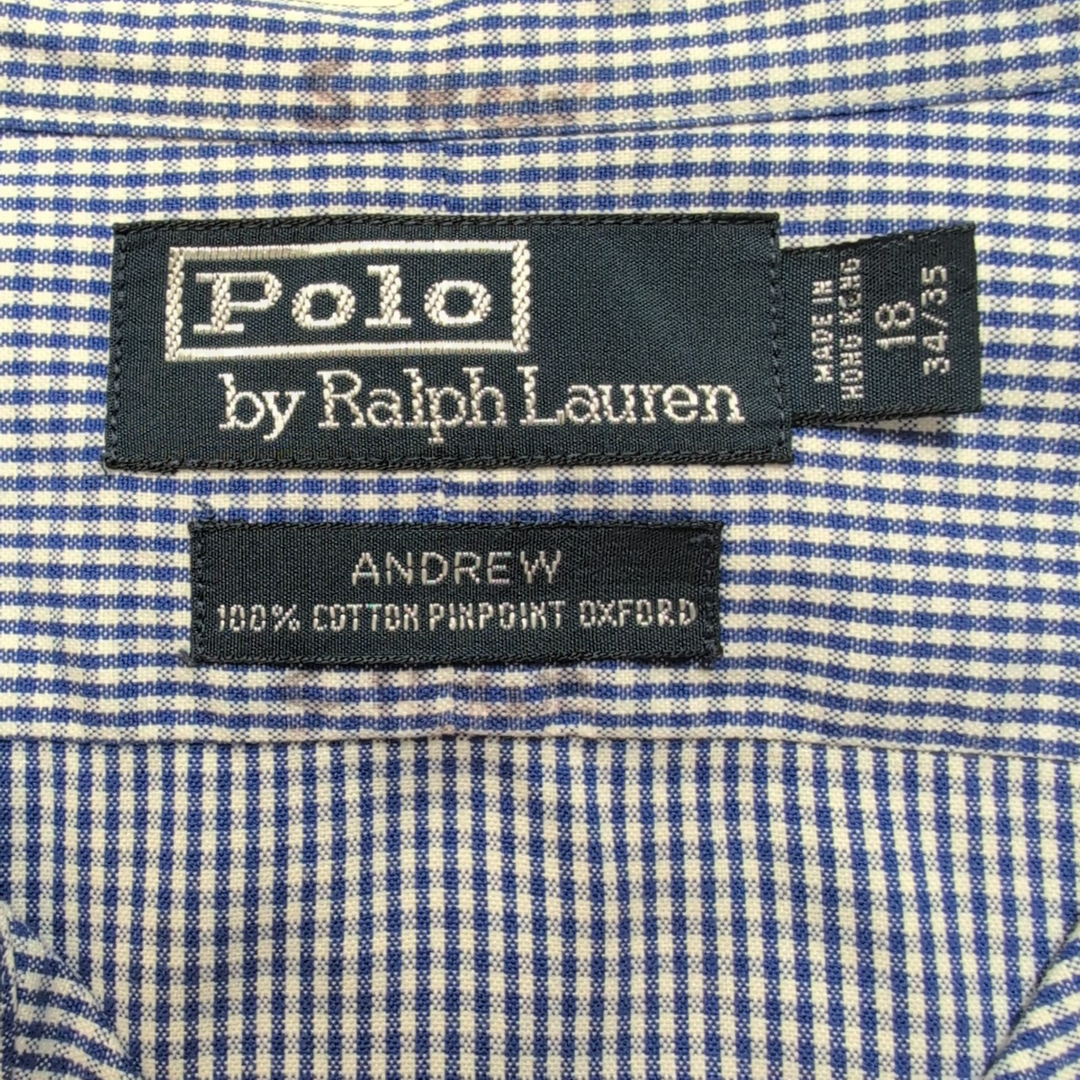 Chemise Polo Ralph Lauren Andrew XXL Bleu Carreaux Manches Courtes