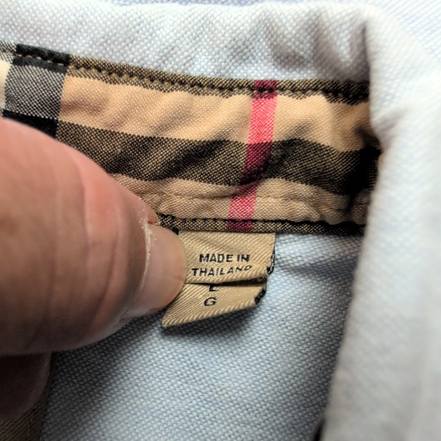 Chemise BURBERRY vintage L bleu Oxford logo écusson brodé coton