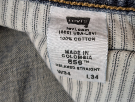 Jean Levi's 559 Relaxed Straight Bleu W34 L34 Homme 086JSR