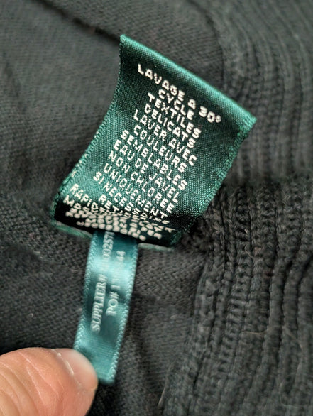 Gilet cardigan LAUREN Ralph Lauren M noir col châle ouvert manches longues