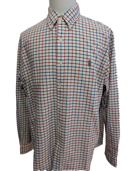 Chemise Ralph Lauren Homme XL Carreau Rouge Bleu Blanc Oxford Classique Boutonné