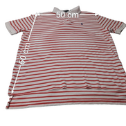 Polo manches courtes Polo Ralph Lauren XL blanc rayures rouges logo bleu
