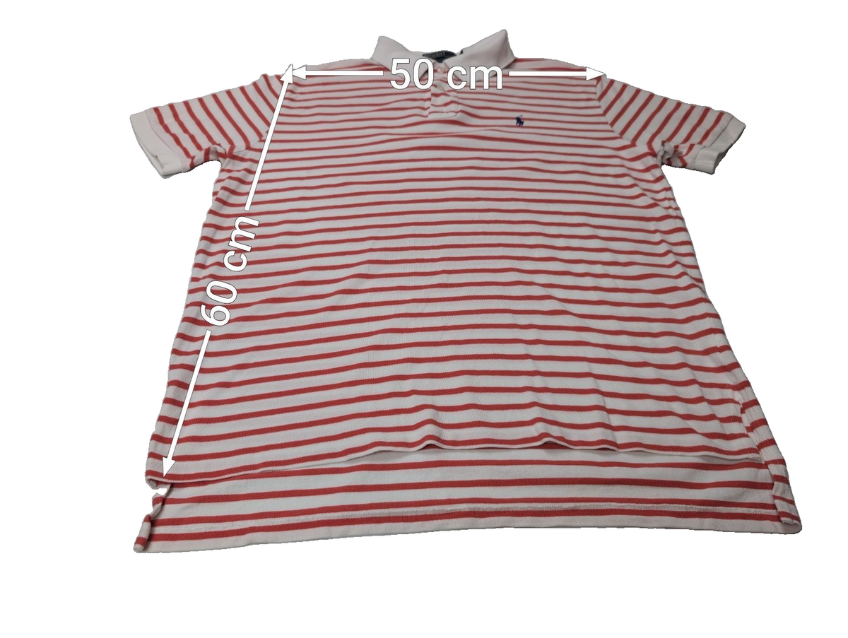 Polo manches courtes Polo Ralph Lauren XL blanc rayures rouges logo bleu